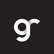 Initial lowercase letter gr, linked circle rounded logo with shadow gradient, white color on black background