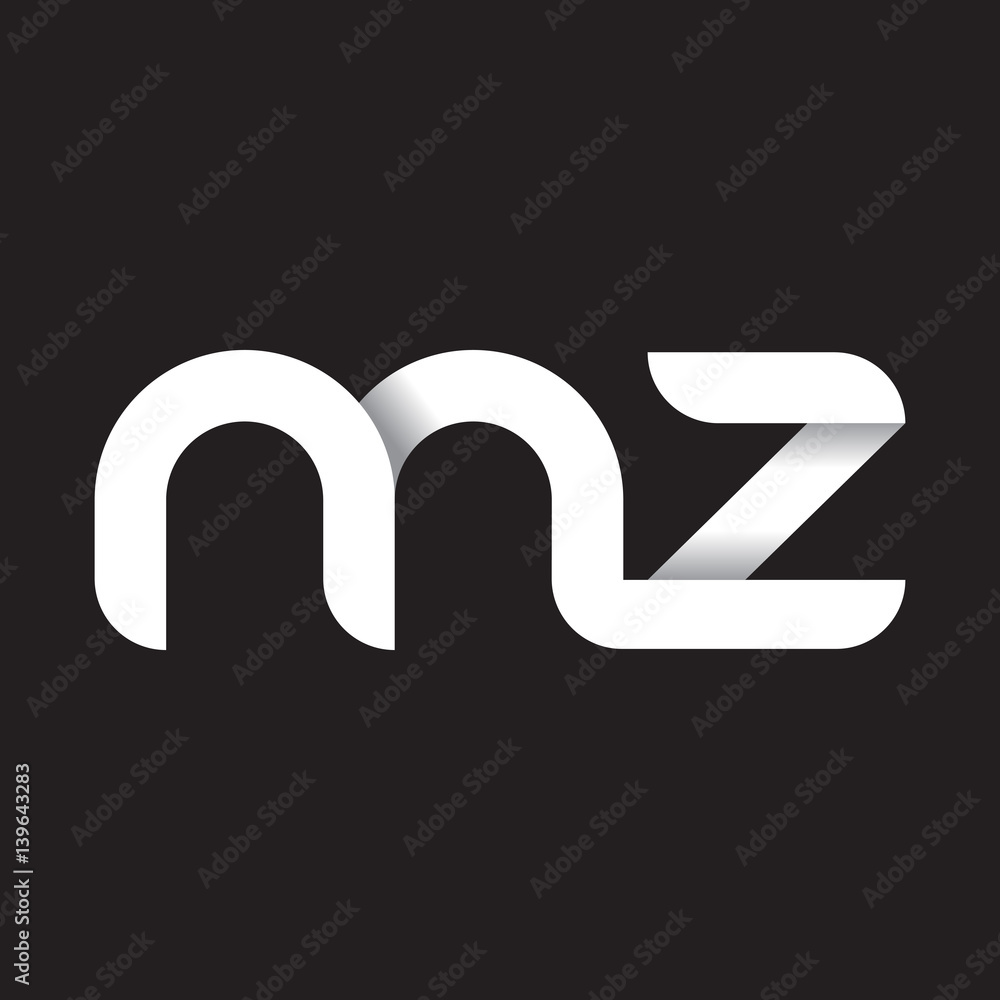 Mz Sign Initial lowercase letter mz, linked circle rounded logo with shadow ...