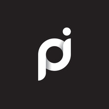Initial Lowercase Letter Pi, Linked Circle Rounded Logo With Shadow Gradient, White Color On Black Background