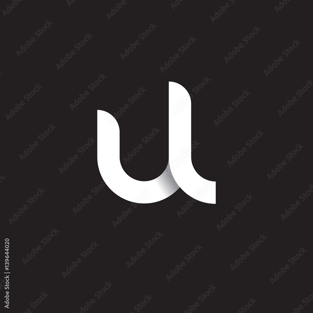 Initial lowercase letter ul, linked circle rounded logo with shadow gradient, white color on black background

 - obrazy, fototapety, plakaty 