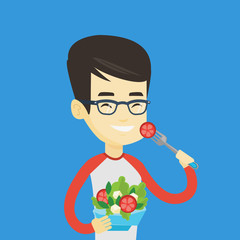 Sticker - Man eating healthy vegetable salad.