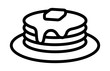 Breakfast pancakes with syrup and butter on a plate line art icon for food apps and websites