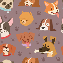 Wall Mural - Dogs heads seamless pattern background vector