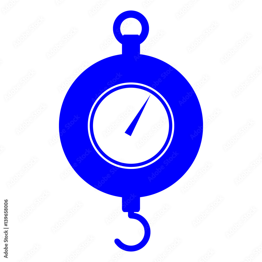 Dynamometer Blue Isolated blue dynamometer with a hook and an indicator for scientific ...