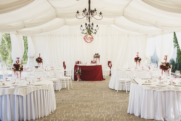 Wall Mural - Beautiful Banquet hall under a tent for a wedding reception.