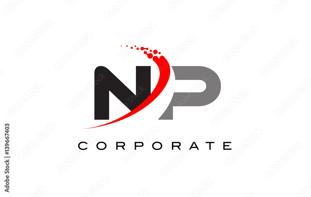 NP Modern Letter Logo Design with Swoosh