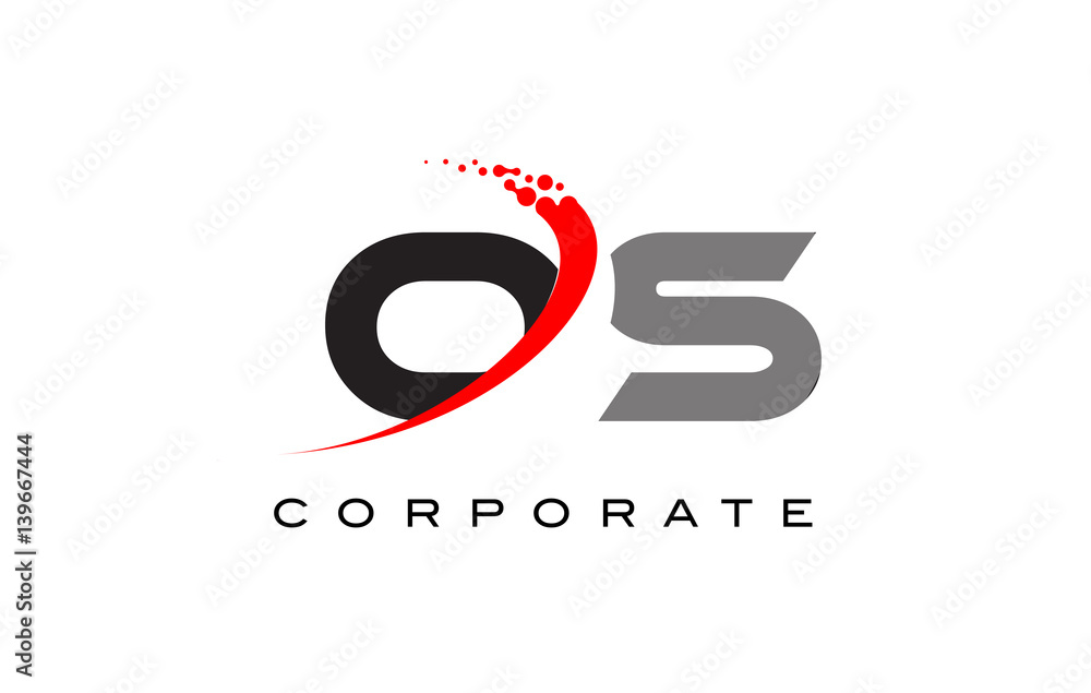 OS Modern Letter Logo Design with Swoosh - obrazy, fototapety, plakaty 