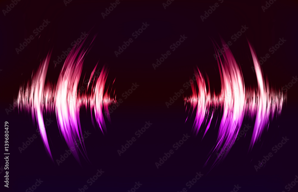 Vector techno background with crcular sound vibration. Resonance. Pulse. cardiogram - obrazy, fototapety, plakaty 