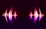 Fototapeta  - Vector techno background with crcular sound vibration. Resonance. Pulse. cardiogram