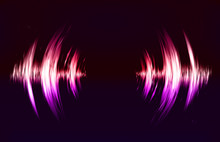Vector Techno Background With Crcular Sound Vibration. Resonance. Pulse. Cardiogram