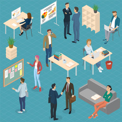 Wall Mural - Isometric  vector  office. 