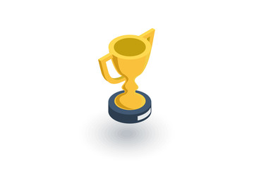 Wall Mural - golden trophy cup isometric flat icon. 3d vector colorful illustration. pictogram isolated on white 