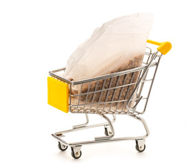 Poster - Packet of dry buckwheat in pushcart