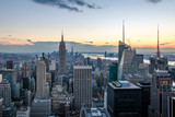 Fototapeta Miasta - Aerial view of Manhattan Skyline at sunset - New York, USA