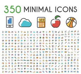 Wall Mural - set of 350 minimalistic solid line colored . isolated vector elements