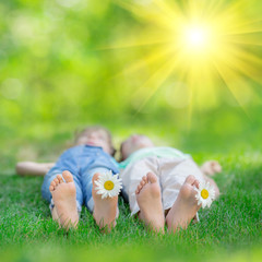 Sticker - Happy children playing outdoors