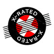 X-Rated rubber stamp. Grunge design with dust scratches. Effects can be easily removed for a clean, crisp look. Color is easily changed.