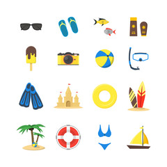 Poster - Summer Rest Color Icon Set. Vector