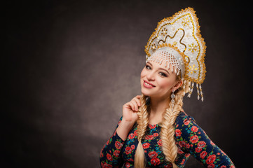 , headdress, girl, folk, portrait, russian, russia, dress, traditional, culture, european, decoration, costume, face, female, pretty, tradition, national, folklore, history, beauty, woman, kokoshnik