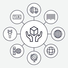 Poster - Set of 9 logistics outline icons