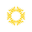 Yellow sun icon. Mandala, tattoo vector