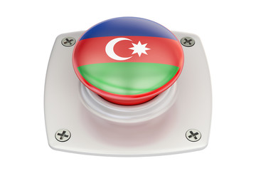 Poster - Azerbaijan flag push button, 3D rendering