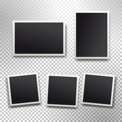 Wall Mural - set of retro realistic vector photo frame with figured edges. template photo design textures. isolat