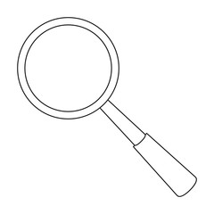 Magnifying glass icon in outline style isolated on white background. Precious minerals and jeweler symbol stock vector illustration.