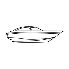 Poster - A small white boat with a motor.Boat for speed and competition.Ship and water transport single icon in outline style vector symbol stock illustration.