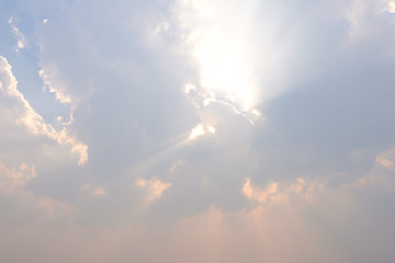 Wall Mural - beautiful blue sky with sunbeams, sun rays