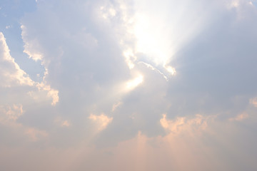 Wall Mural - beautiful blue sky with sunbeams, sun rays
