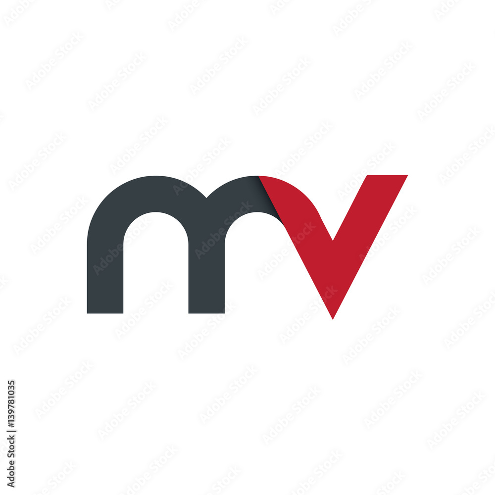 Initial Letter MV Rounded Lowercase Logo Stock Vector | Adobe Stock