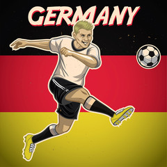 Wall Mural - Germany soccer player with flag background