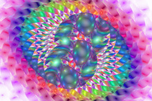 Abstract Glowing Rainbow Shapes On White Background. Fantasy Fractal Design. Psychedelic Digital Art. 3D Rendering.