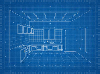 Kitchen blueprint – 3D perspective