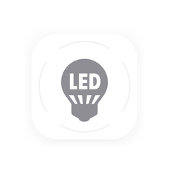 Poster - led light bulb icon, simple gray pictogram