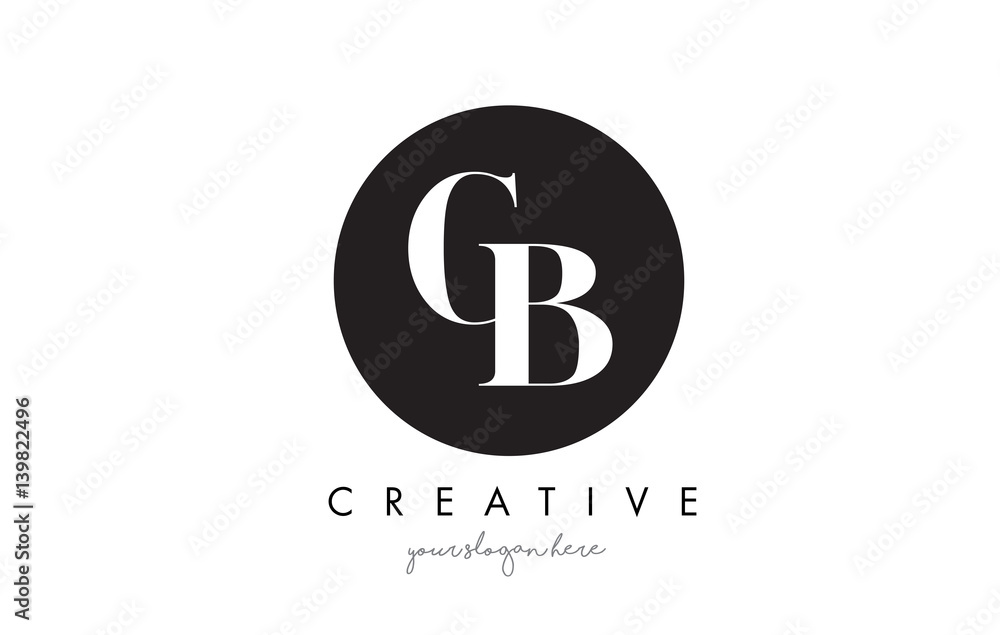 CB Letter Logo Design with Black Circle and Serif Font. Stock Vector ...