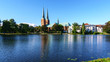 Lübeck, view of the dom at mile pond