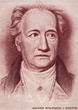 Johann Wolfgang von Goethe (1749-1832) face portrait on Germany 20 mark (1964) banknote closeup, genius German writer, poet, novelist and playwright.