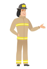 Poster - Firefighter with arm out in a welcoming gesture.