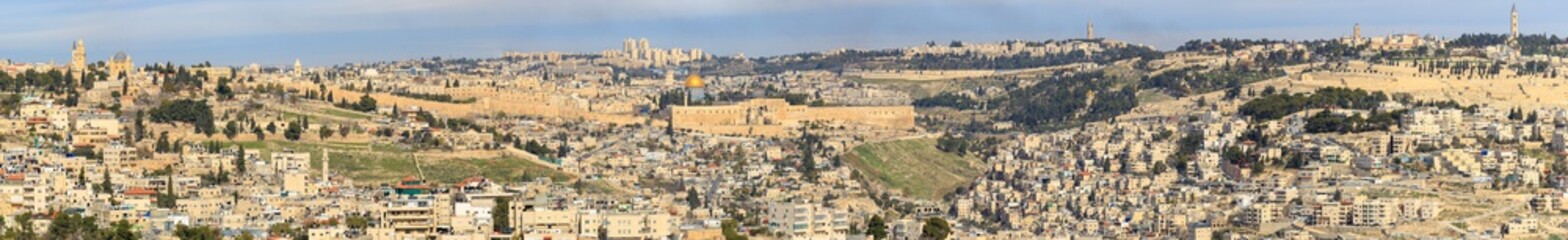 Wall Mural - Panorama of old city Jerusalem from southern side