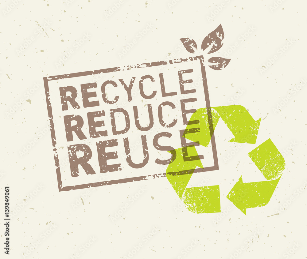 Go Green Recycle Reduce Reuse. Sustainable Eco Vector Concept on ...