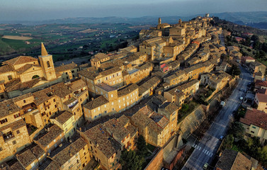 Ancient walled city of Treia - Marche, Italy - Aerial View