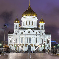 Wall Mural - Moscow, Russia - September, 17, 2016: Night view of the Christ the Savior Cathedral in Moscow