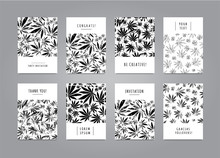 Set Of Cards With Pattern Of Marijuana Leaves