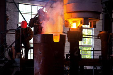 Wall Mural - Water molten metal Being poured from the crucible