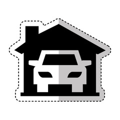 Wall Mural - car vehicle silhouette in garage icon vector illustration design