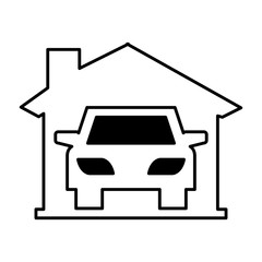 Wall Mural - car vehicle silhouette in garage icon vector illustration design