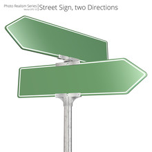 Vector Street Sign. Vector Of Green Two Way Street Signs Pointing In Opposite Directions. Blank For Copy Space.