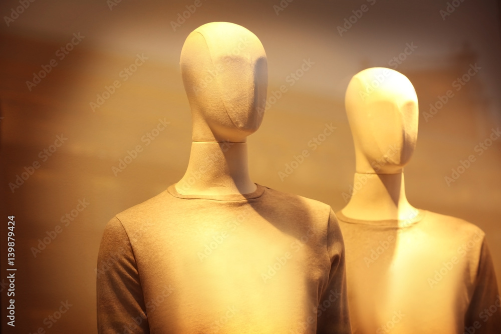 Fashion store showcase with mannequins